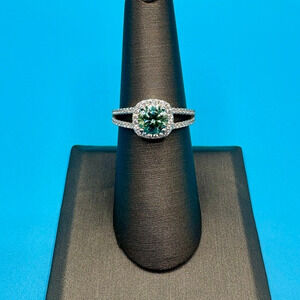2CT Tourmaline/White Moissanite Ring - Sterling Silver - 6.75